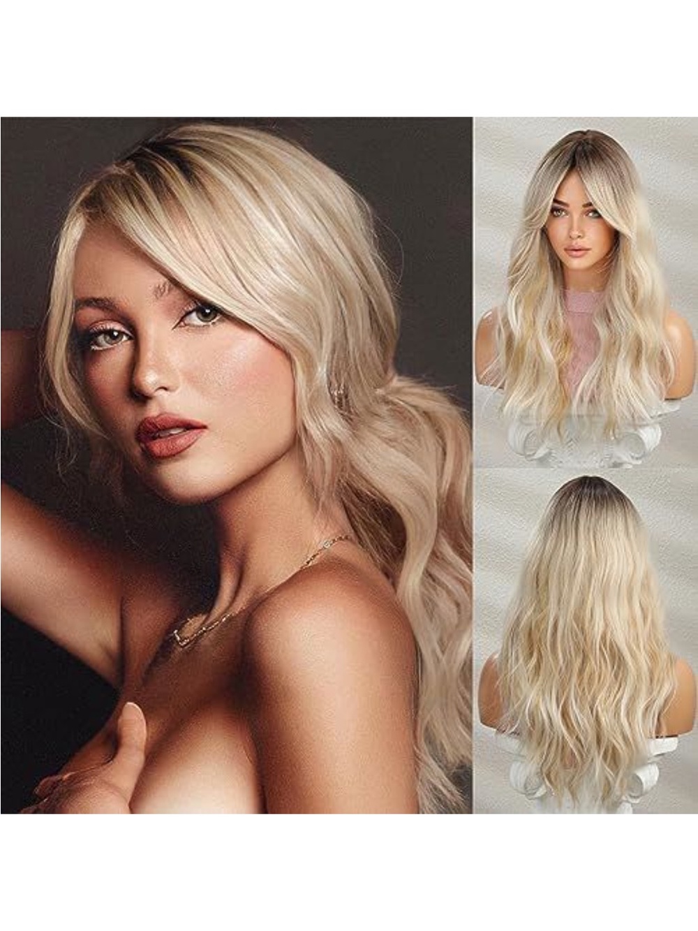 Blonde Long Wavy Women’s Hair Wig - Natural Root Ombre